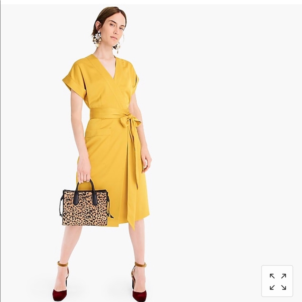 J. Crew Satin Backed Crepe Wrap Dress